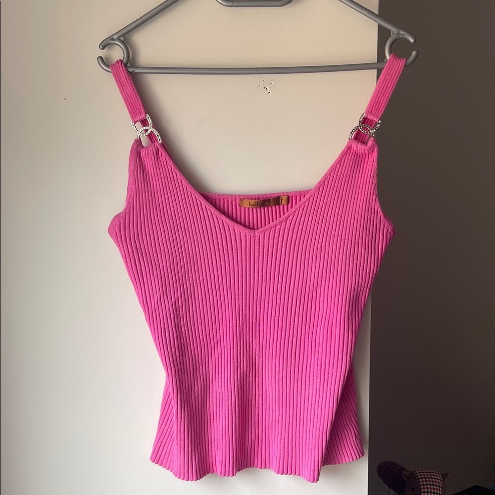 💙BOGO💙 Y2K Pink Ribbed V-Neck Women's Top large